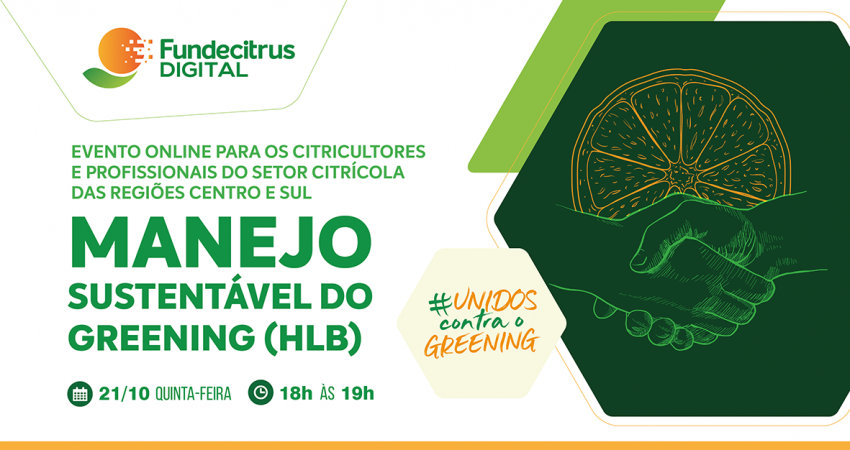 Eventos online de manejo sustentável do greening começam em outubro; primeiro encontro é para Centro e Sul