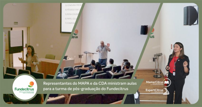 Representantes do MAPA e da CDA ministram aulas para a turma de pós-graduação do Fundecitrus