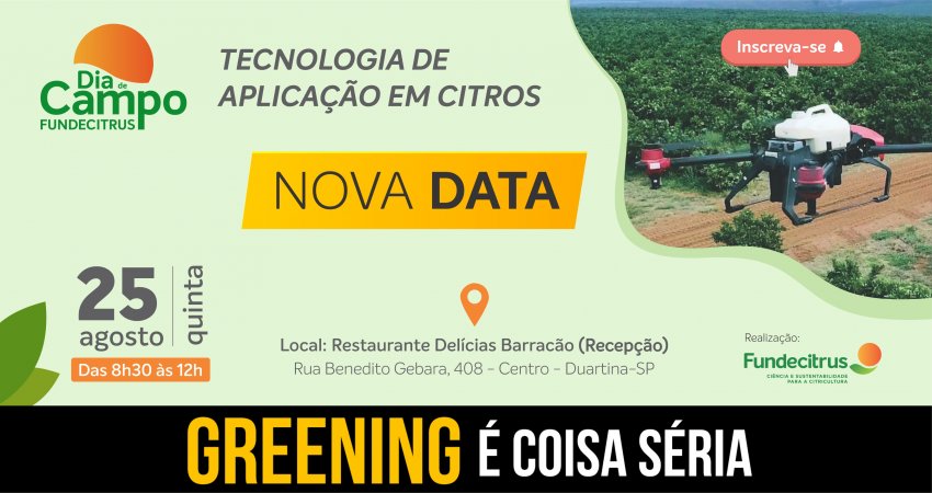 Alteração da data do 3º Dia de Campo do Fundecitrus em Duartina