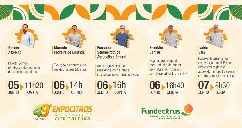 Expocitros 2024: Greening é destaque em palestras do Fundecitrus