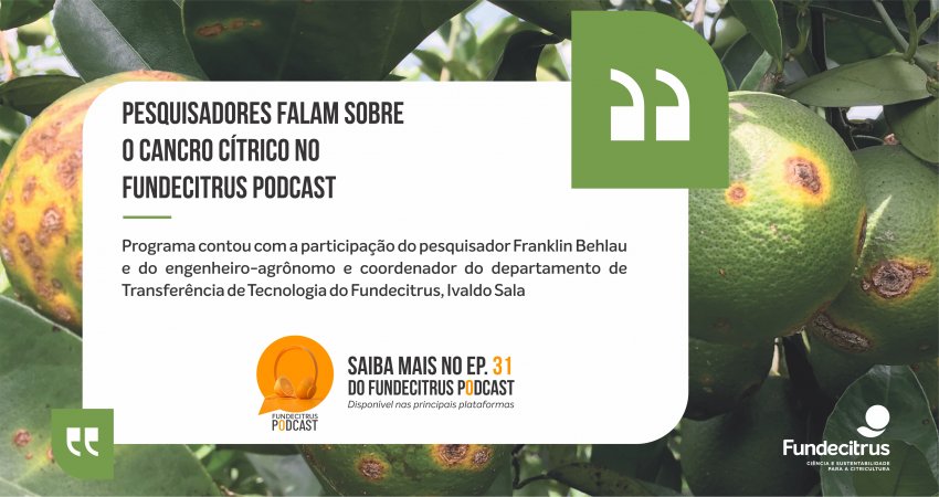 Pesquisadores falam sobre o cancro cítrico no último episódio do Fundecitrus Podcast