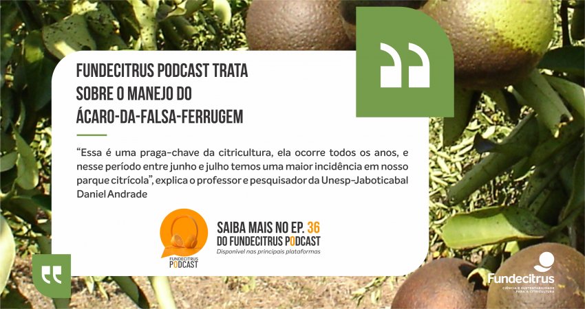 Manejo correto da falsa-ferrugem é tema do Fundecitrus Podcast